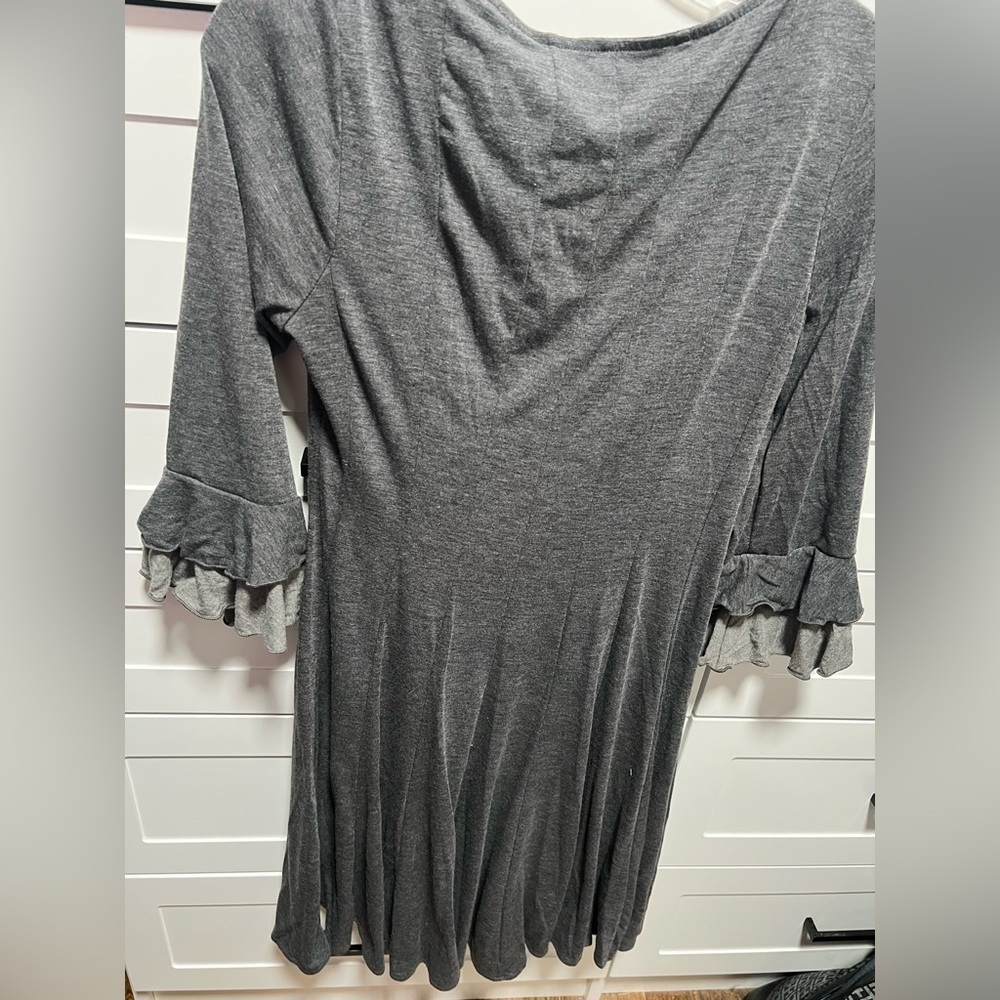 Chris McLaughlin Gray Pullover Stretch 3/4 Sleeve Shift Dress (MB1) - Picture 3 of 10